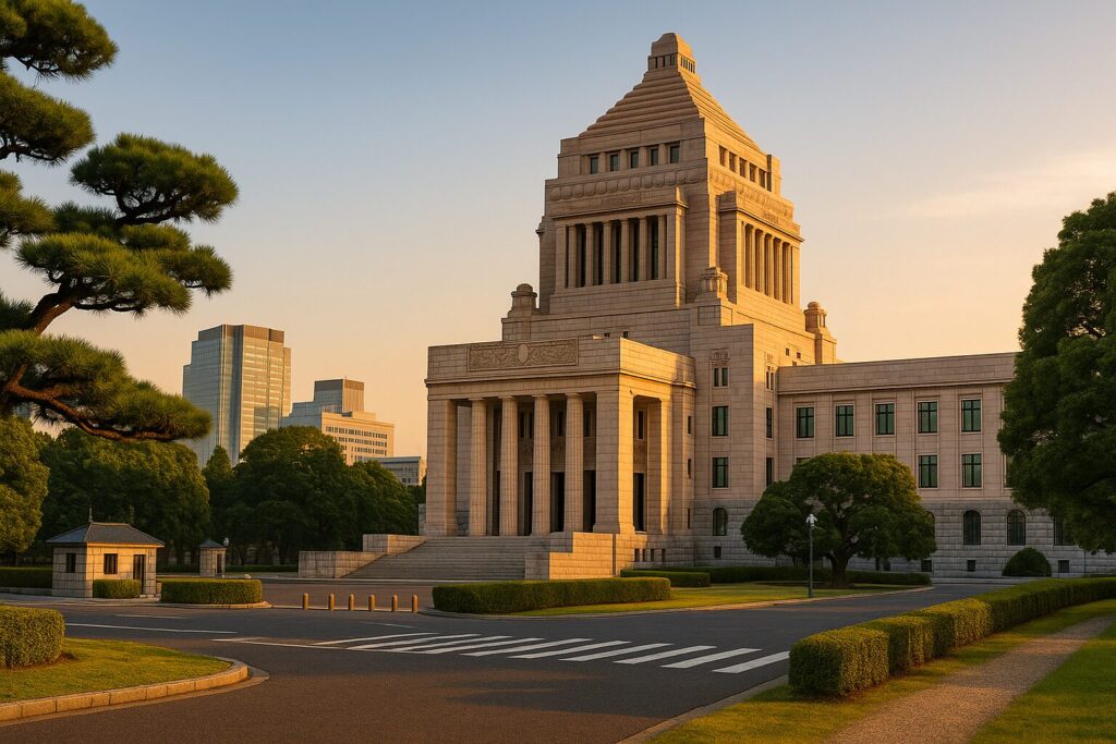 内閣総理大臣指名選挙での記名投票の様子と投票箱