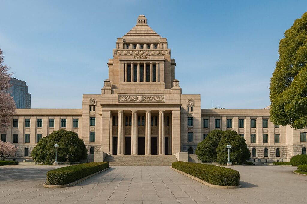 国会議事堂の外観と青空