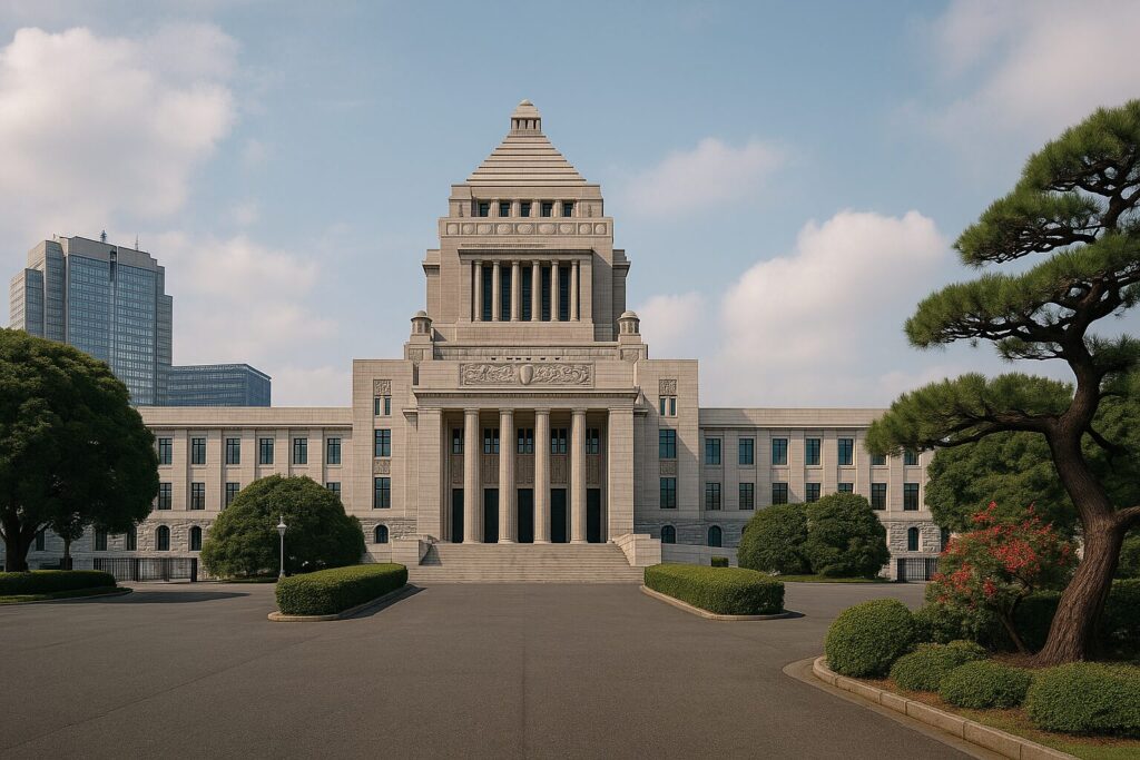 予算自然成立の仕組みをイメージする国会議事堂の写真