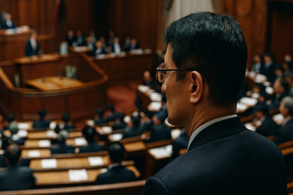 内閣総理大臣の指名選挙における国会議事堂での投票風景