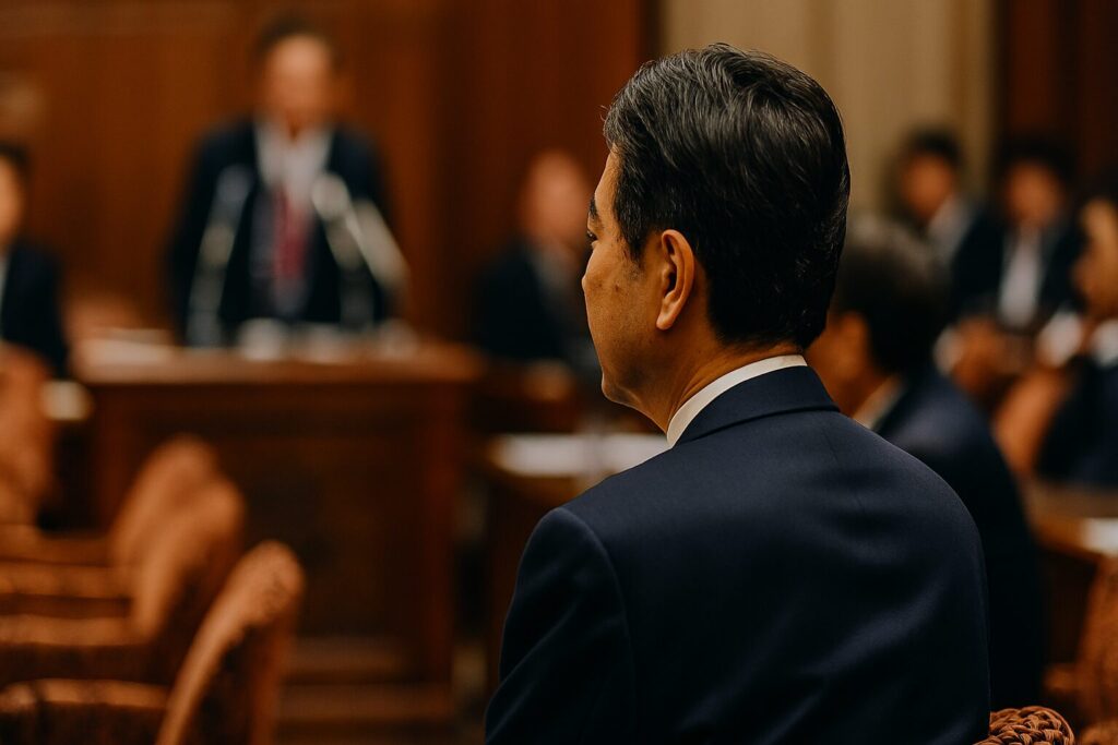 委員会での審議風景と閉会中審査の開催手続きを表すイメージ