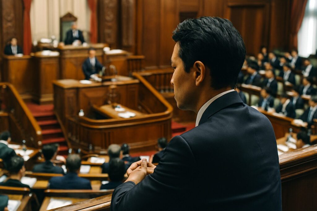 国会議事堂の外観と常会開催を示すイメージ