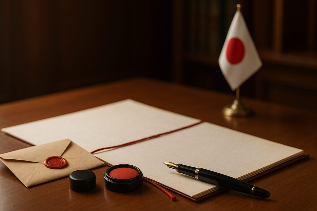 条約の締結をイメージする国際的な会議の様子