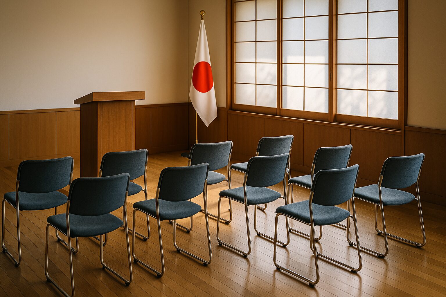 党員になるとどうなる国旗のある集会場