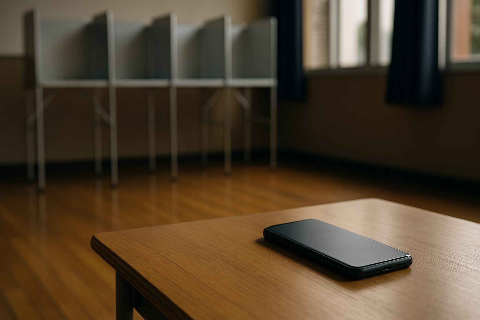 ネット選挙運動でやってはいけないこと投票机とスマホ