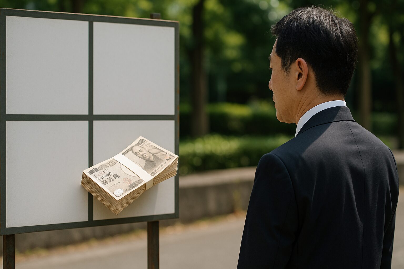 有料広告選挙違反なのか悩む男性