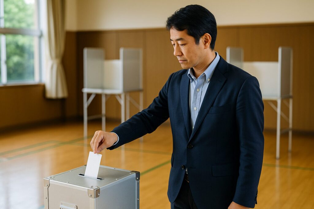 参議院選挙 選挙制度の投票手続き風景