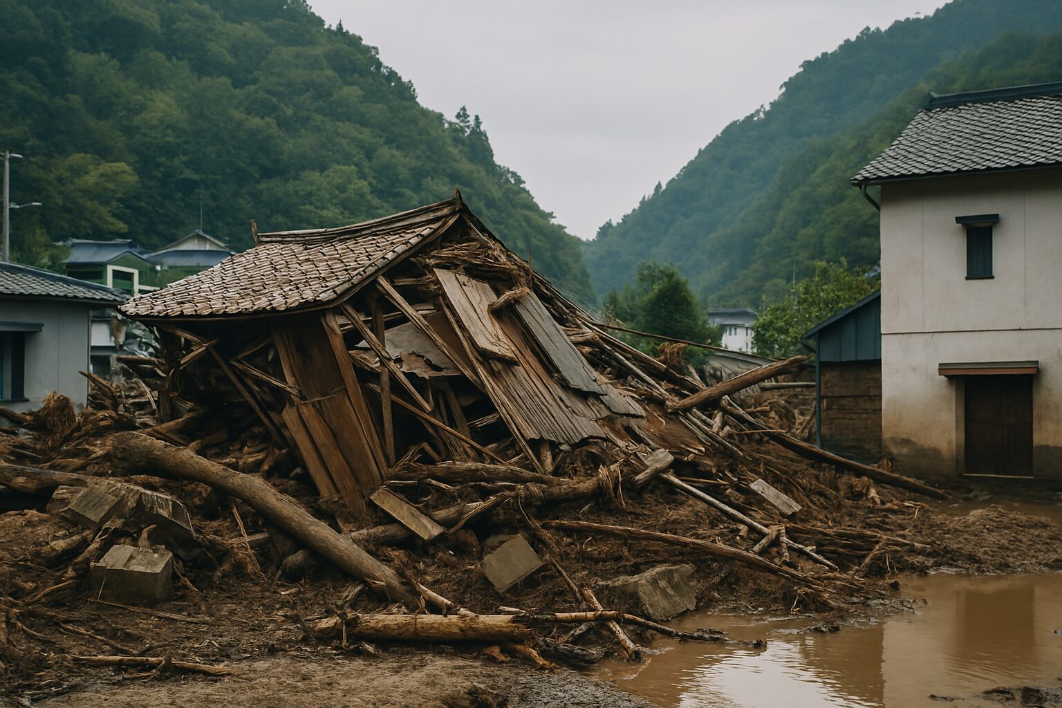 激甚災害とは簡単に理解できる被災家屋と復旧の風景