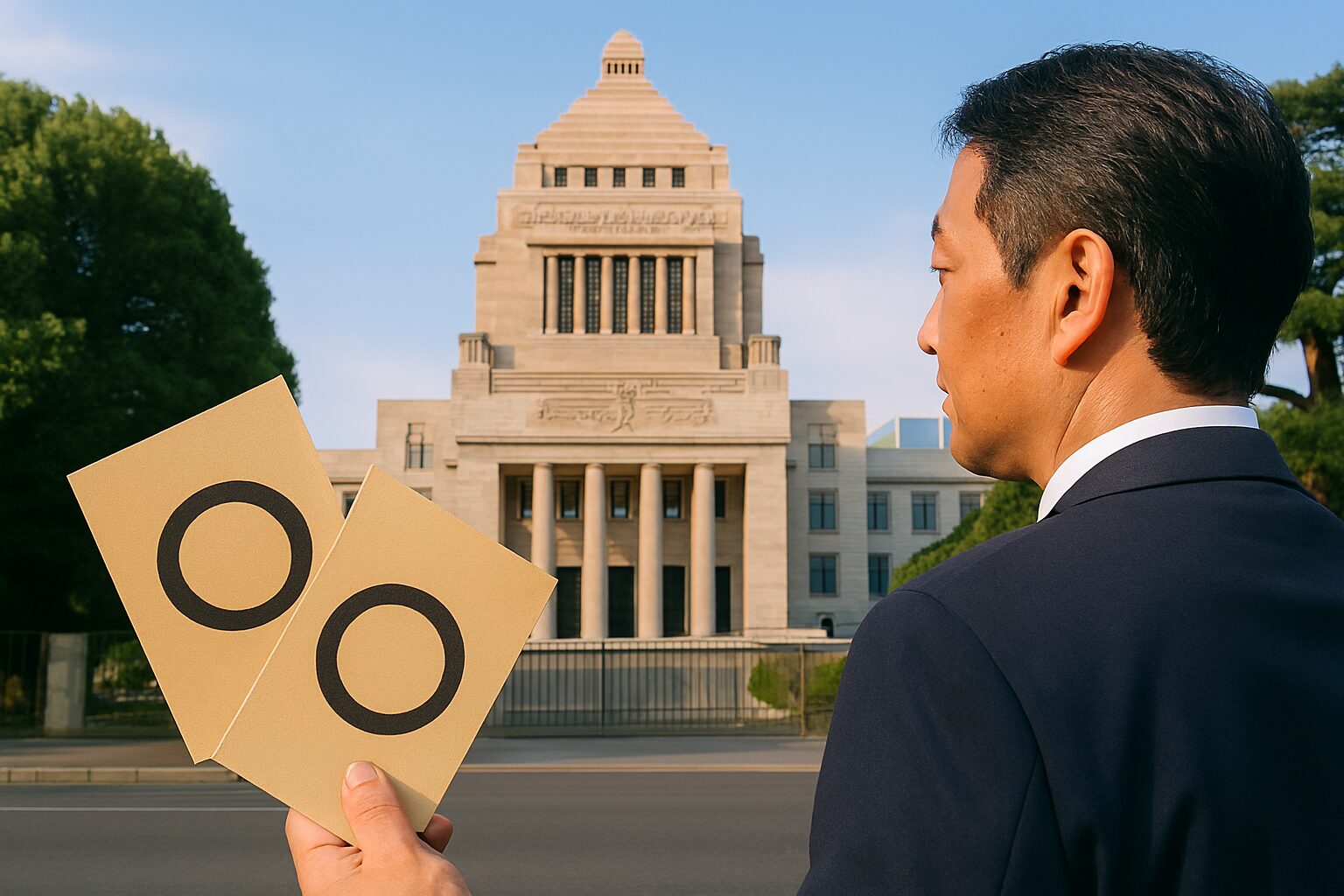 参議院選挙に向かう日本人男性
