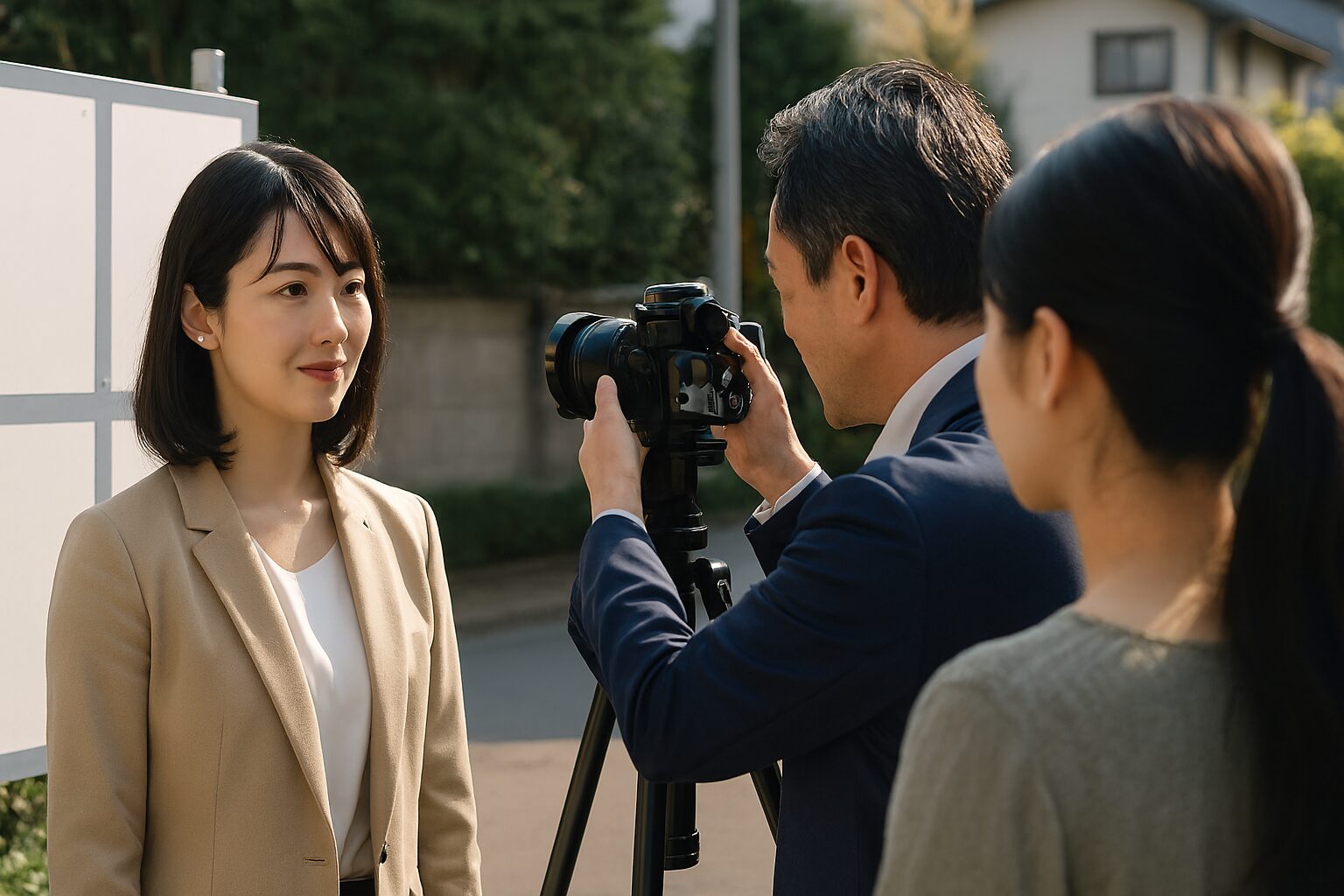 公職選挙法の動画制作をしている女性