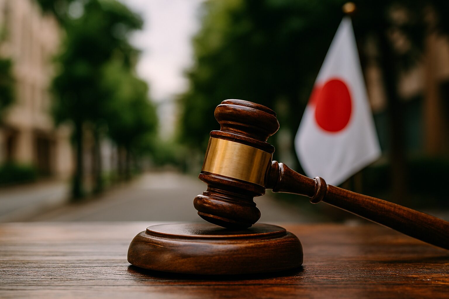 リベラルの対義語を象徴する木槌と国旗