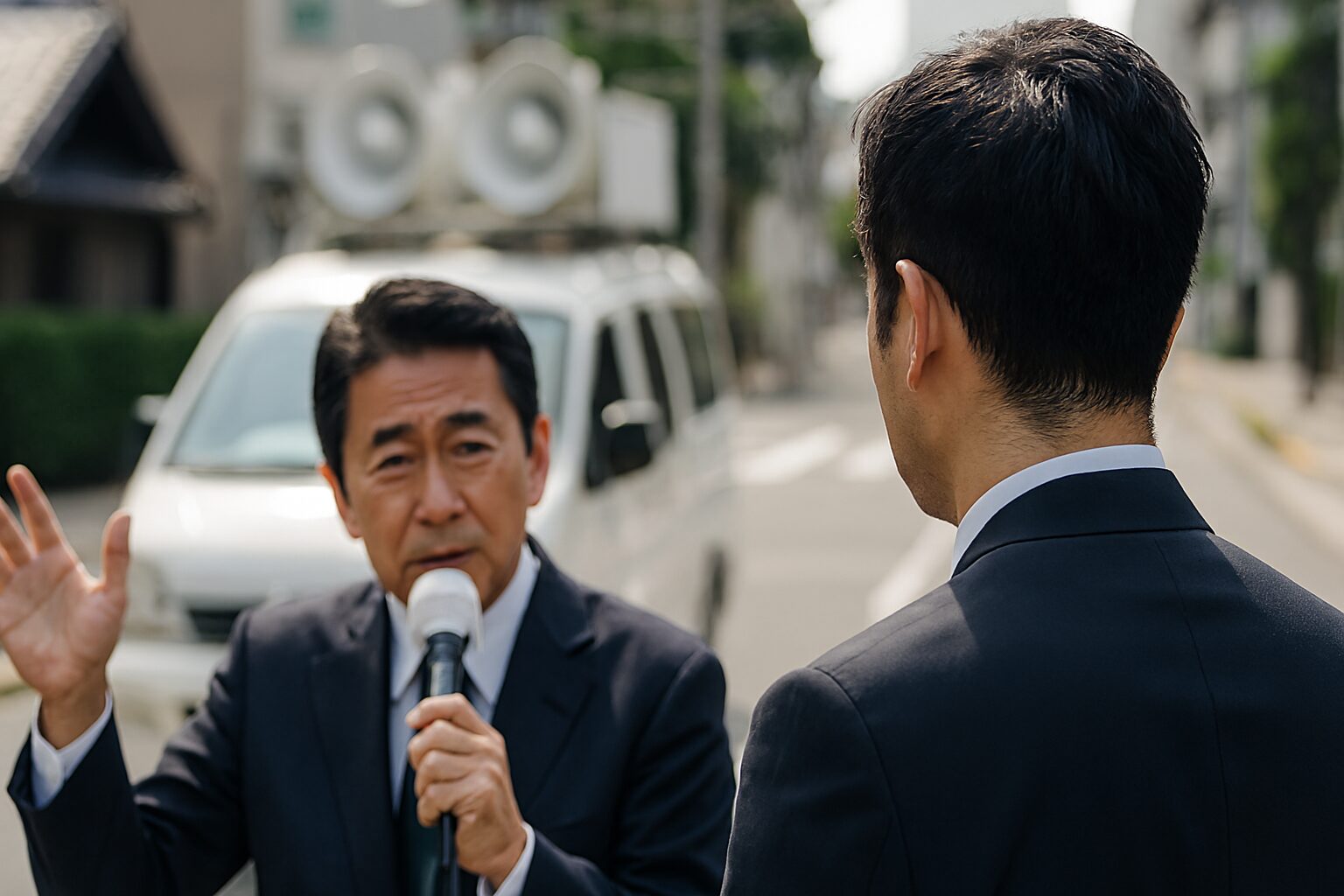 参議院選挙区45を見つめる男性