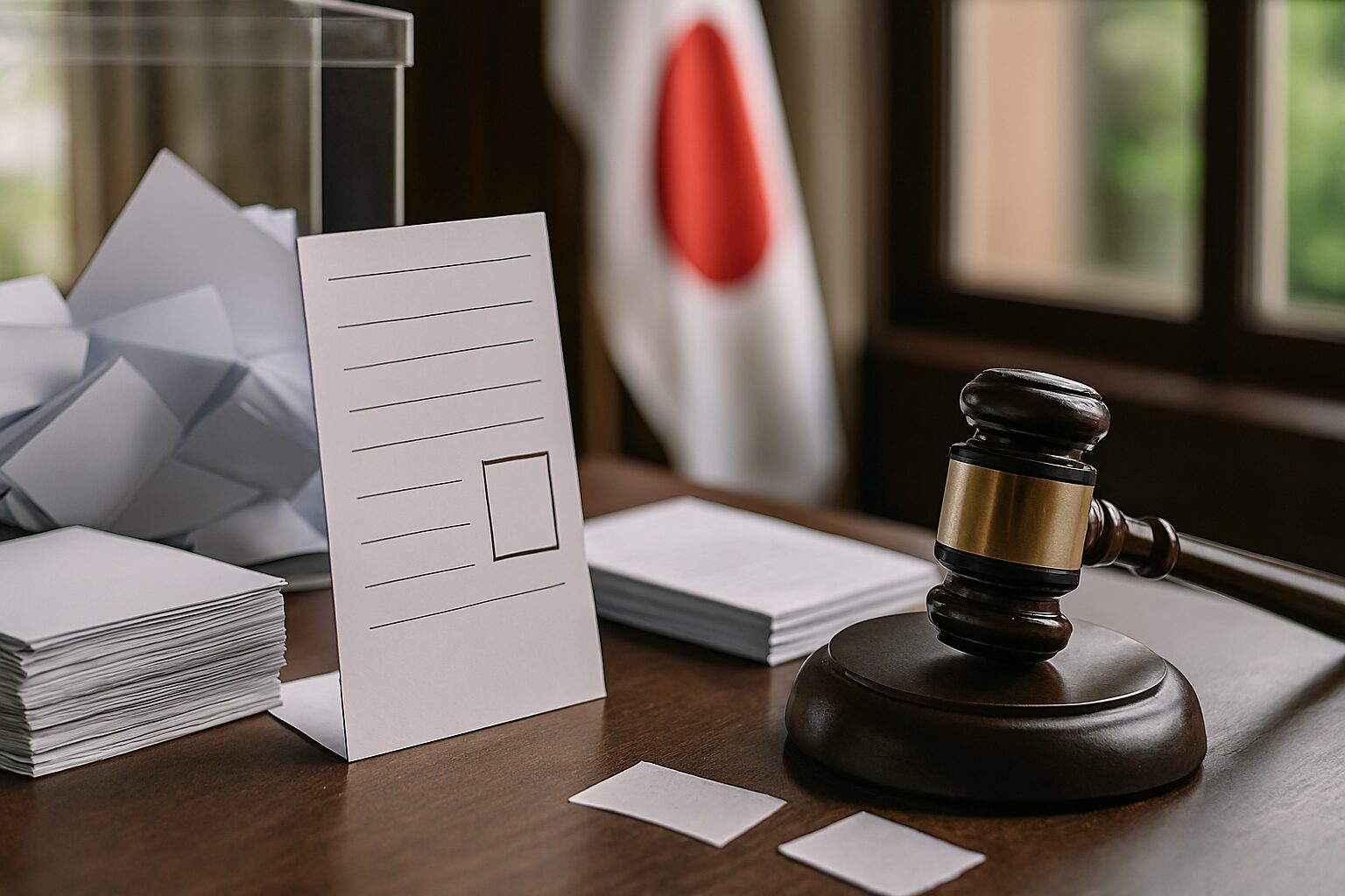 比例代表名簿順位を象徴する投票用紙と封筒