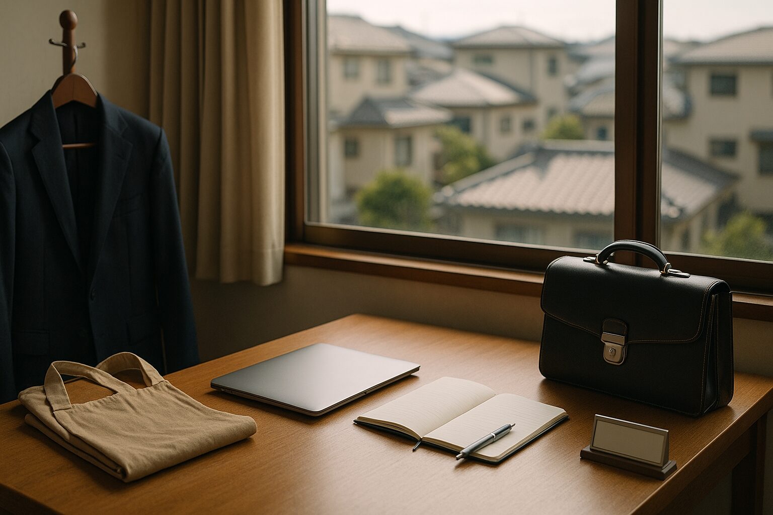 政治家副業の机上、ノートPCと手帳