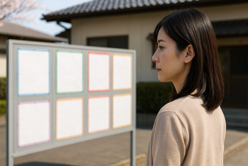 選挙告示とはを確かめる女性