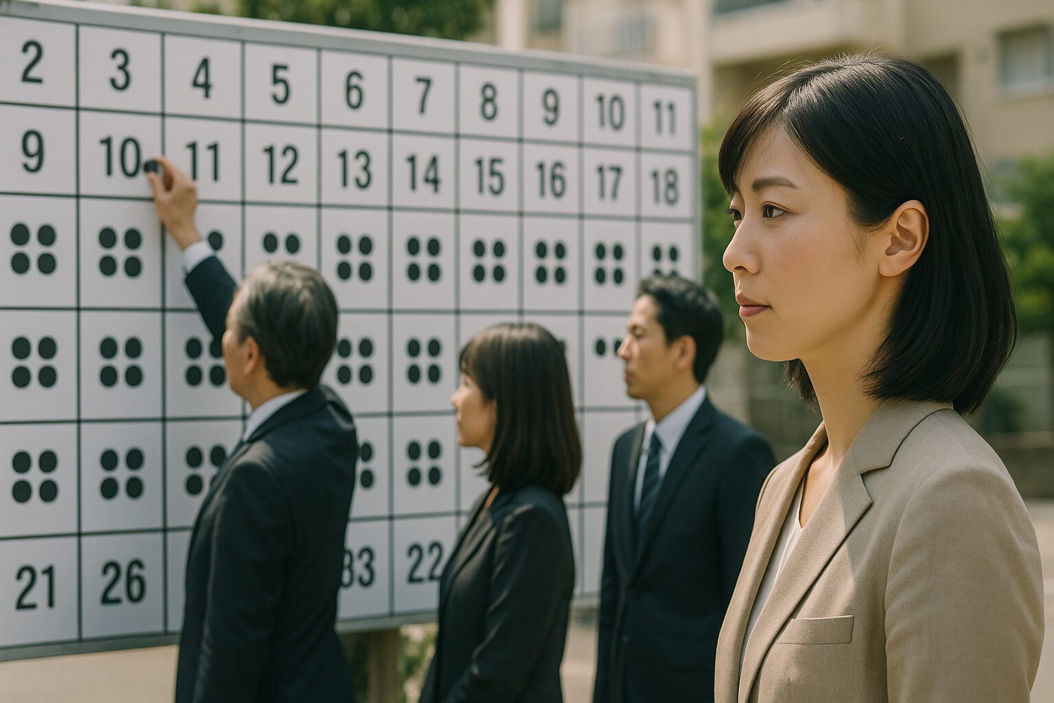 国会前で選挙 議席とはを考える女性