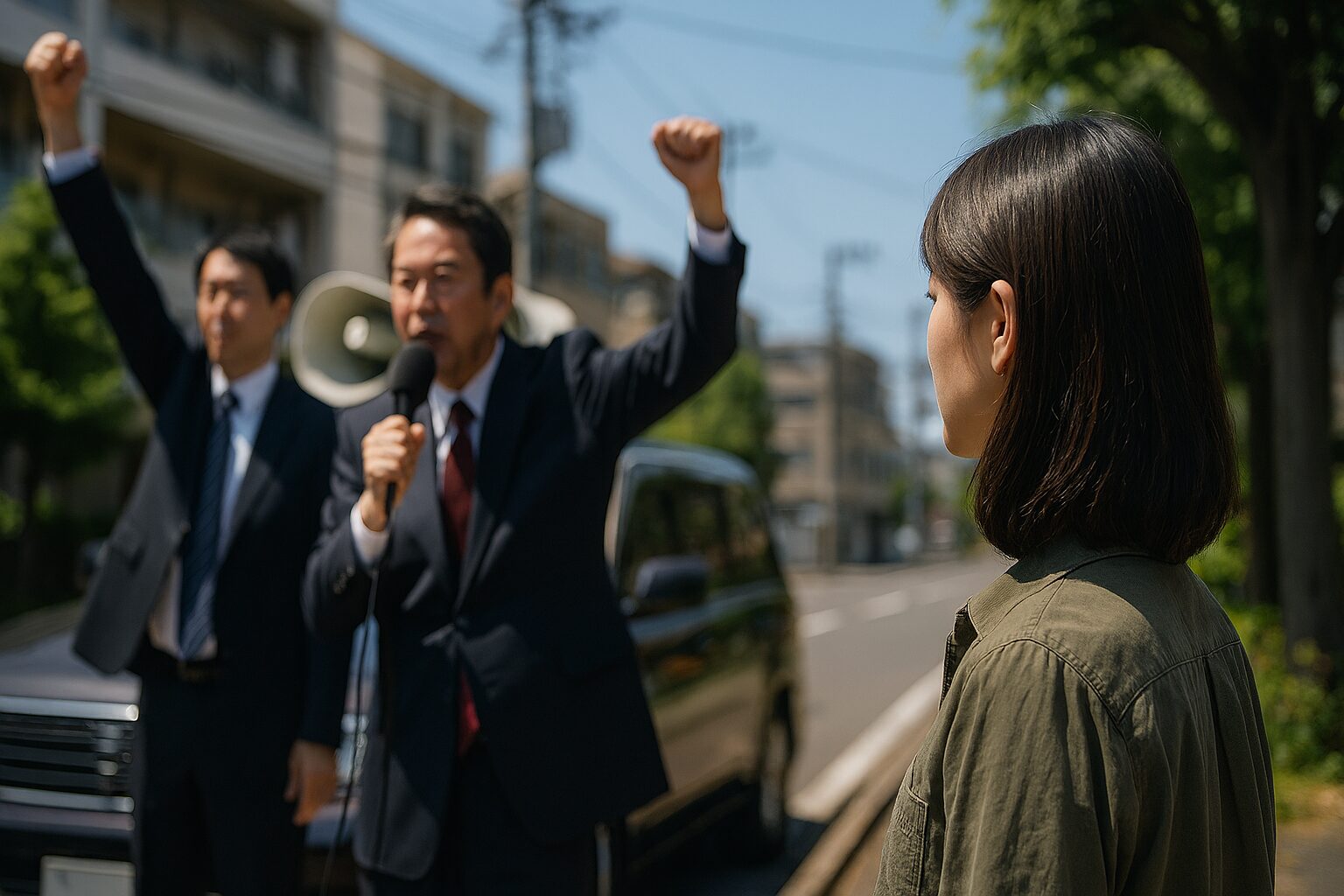 党員になるにはを考える女性の後ろ姿