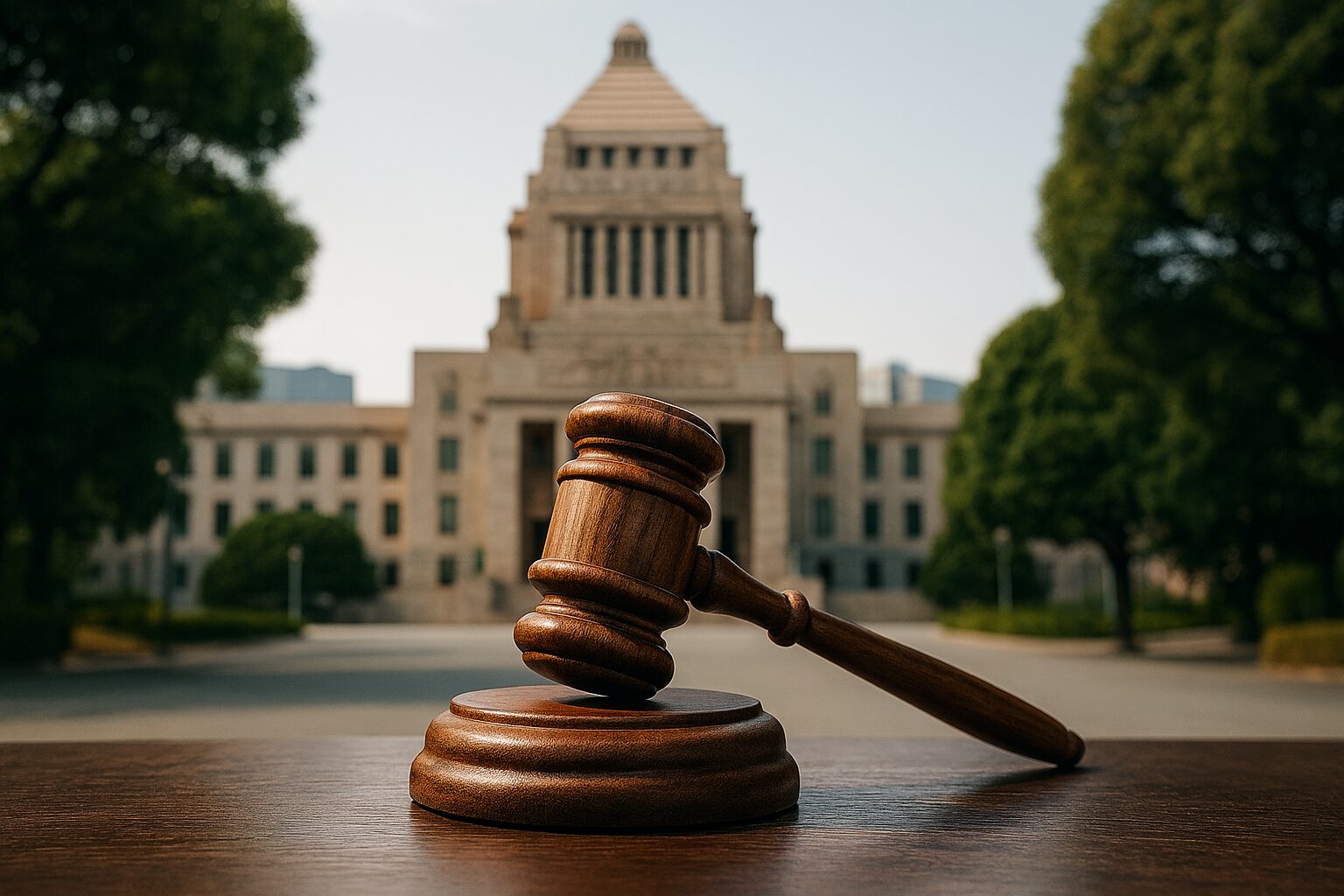 自民党 web3を象徴する国会議事堂と木槌