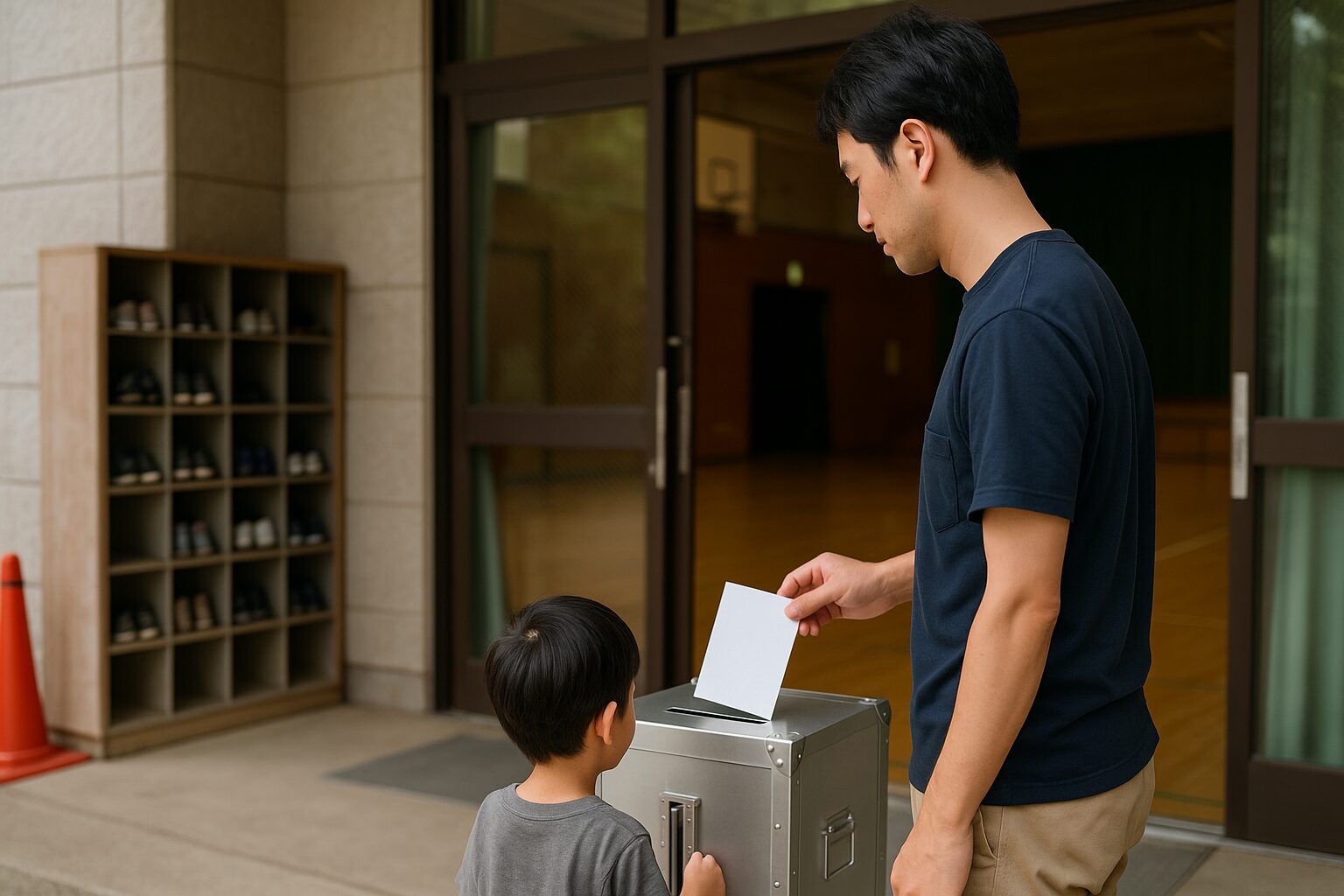 参議院選挙の仕組みを子供向けに父子で投票