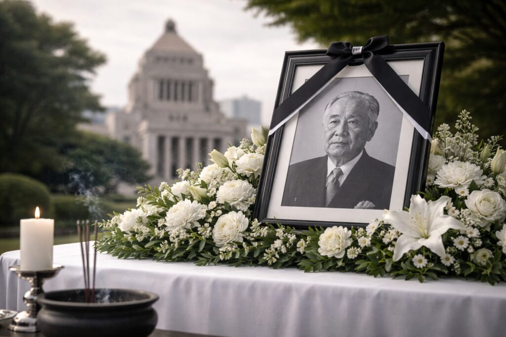 逝去や崩御を象徴する厳かな場面