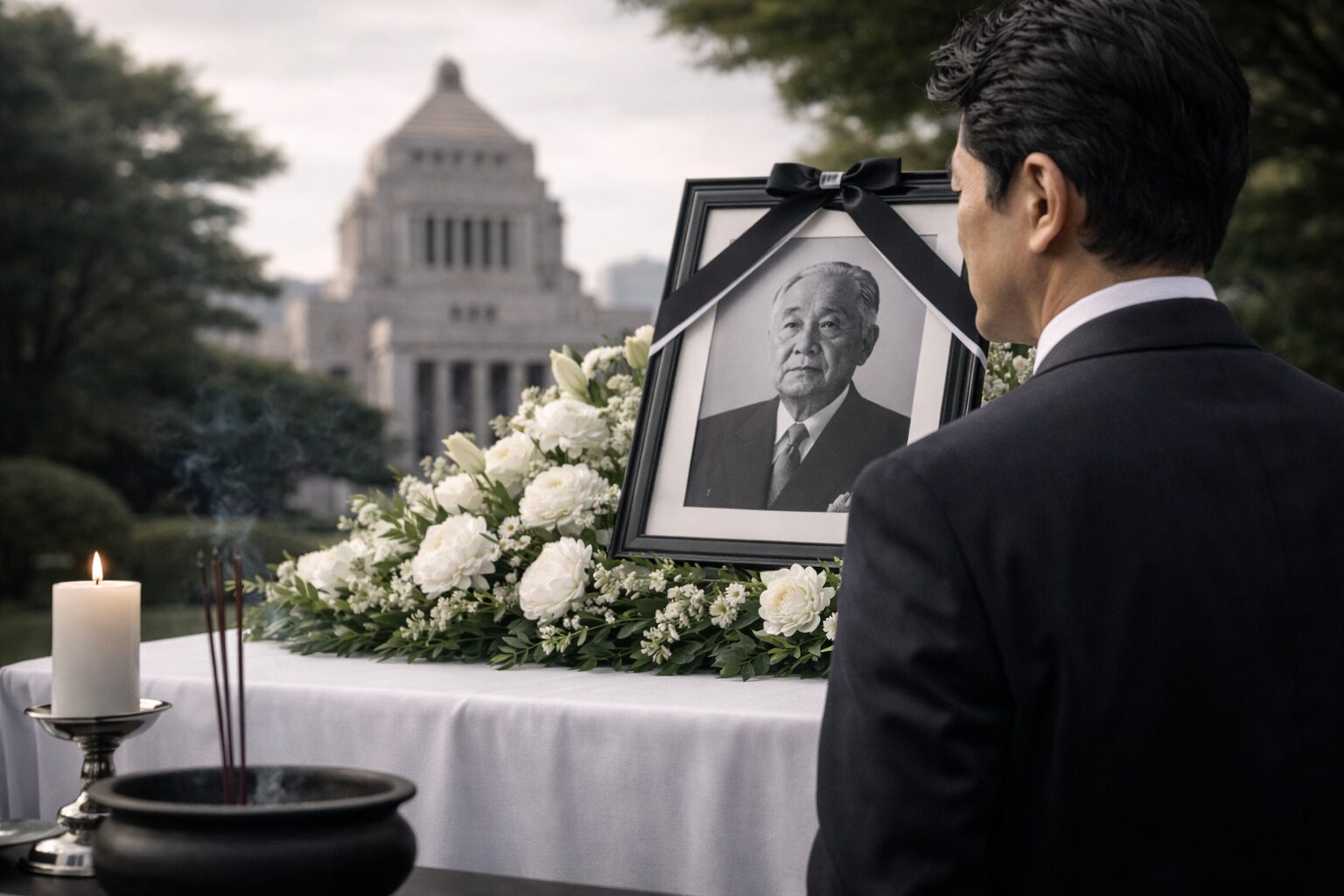 逝去や崩御に祈る日本人男性