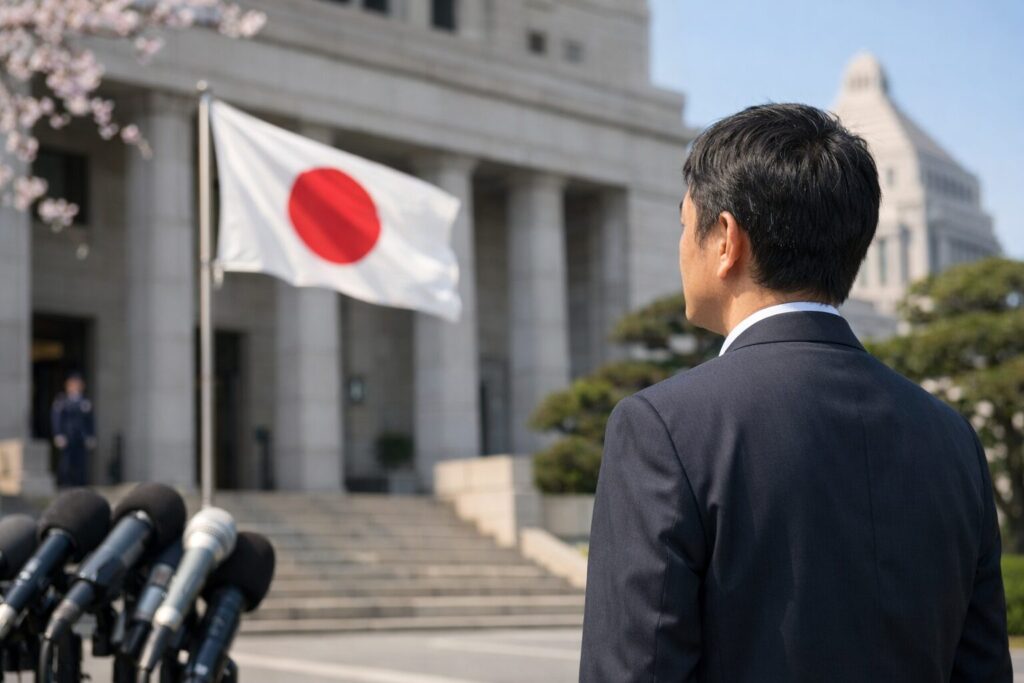 告示日の読み方を確認する日本人男性