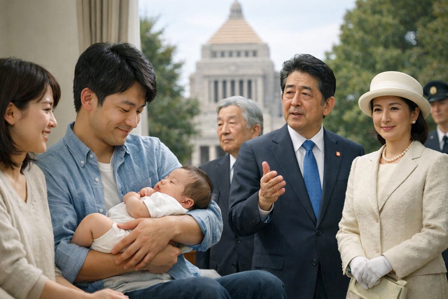 日本人男性が育児休暇の仕組みを確認する様子