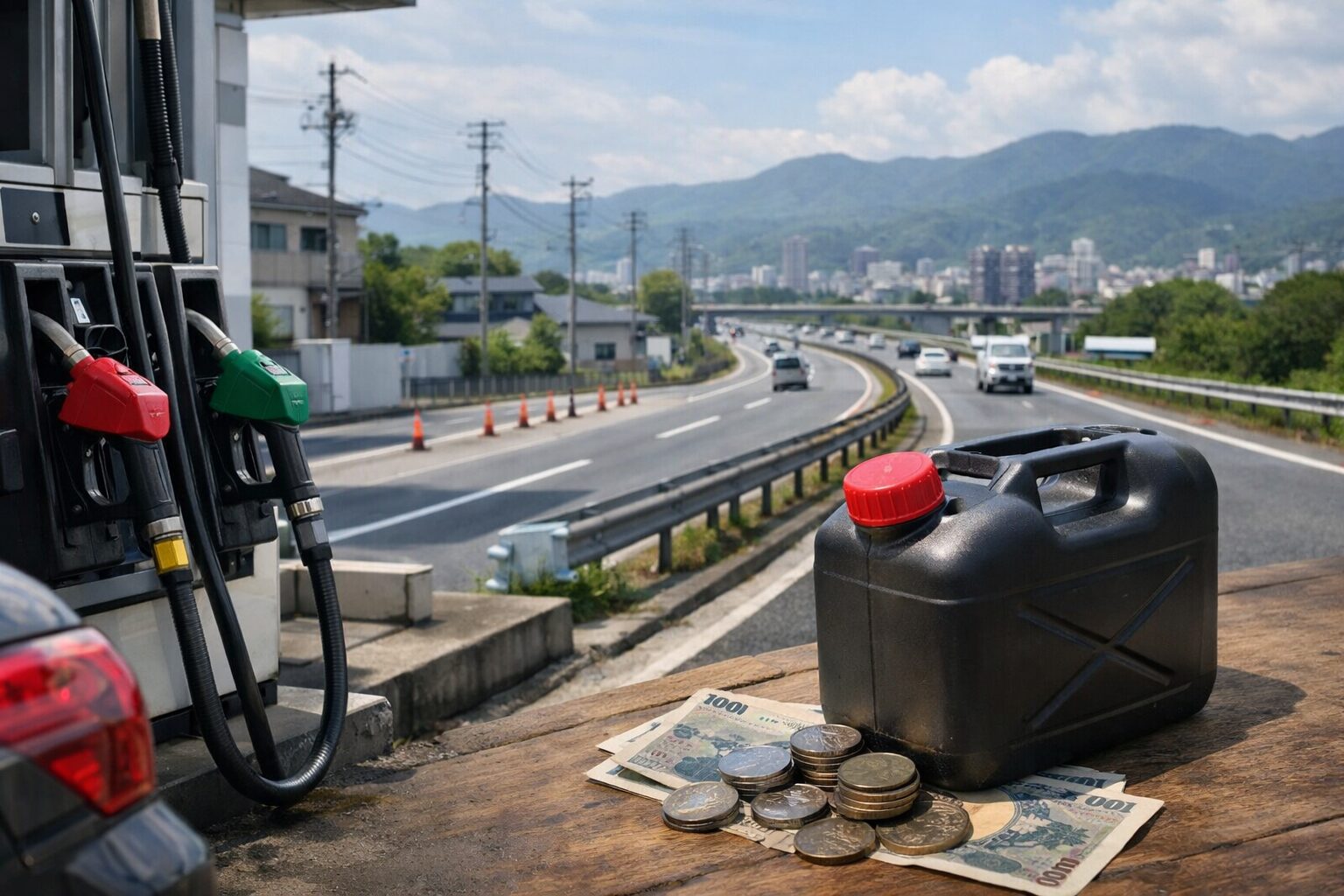 ガソリン暫定税率廃止の影響を示す風景