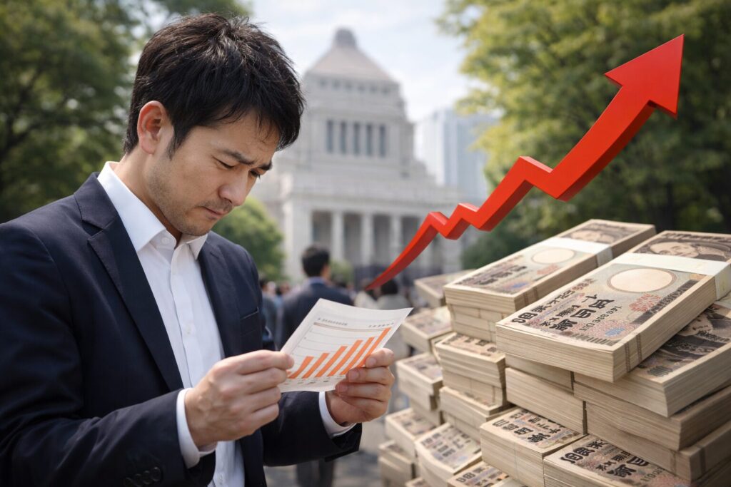 社会保険料上がりすぎに悩む日本人男性の様子