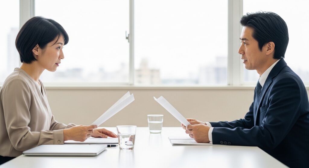 参政党の水道政策を解説する日本人女性