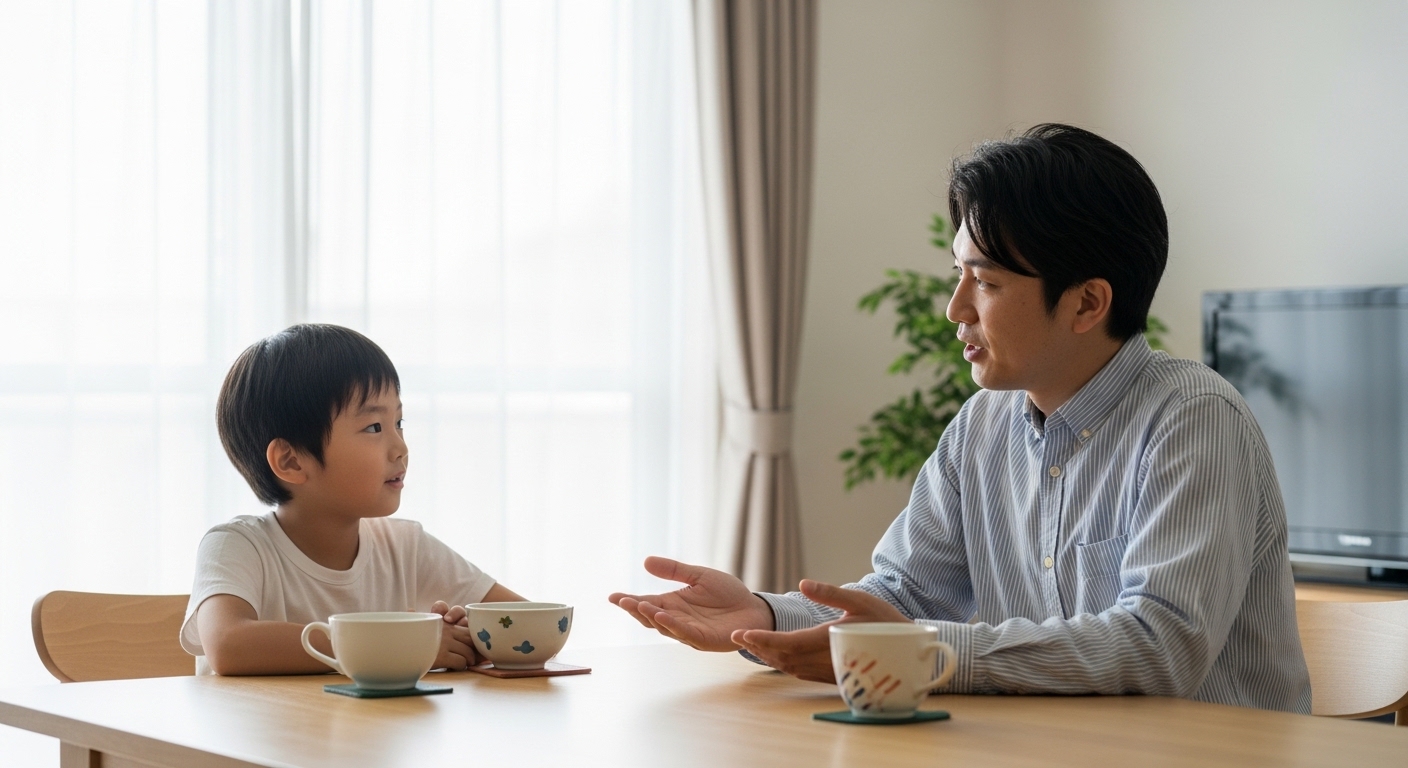 子ども家庭庁予算を解説する日本人男性