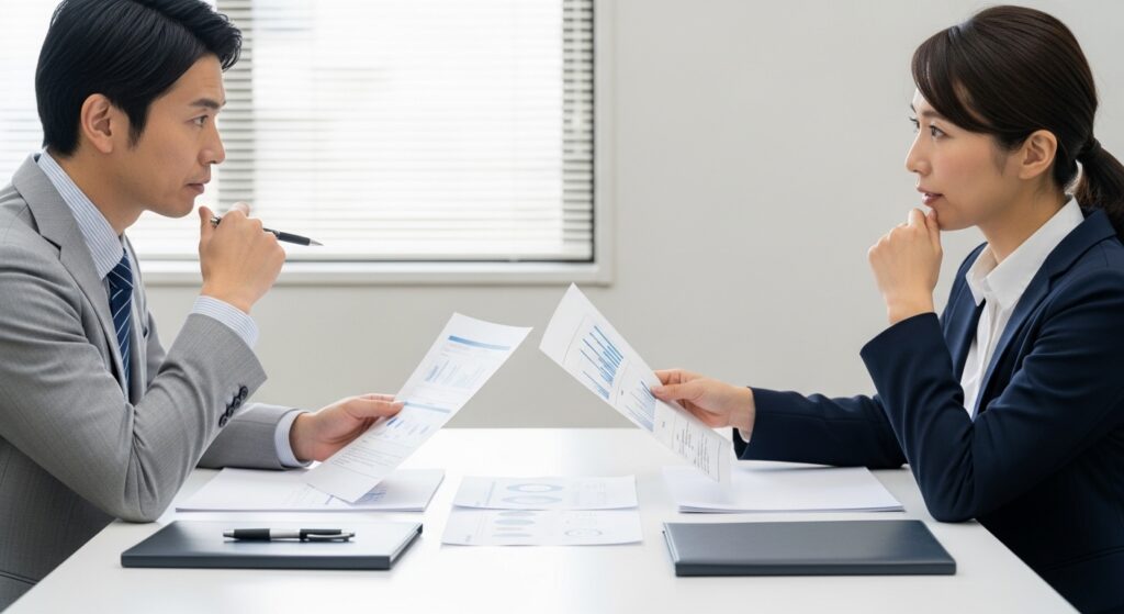 野党の法案賛成率を解説する日本人男性