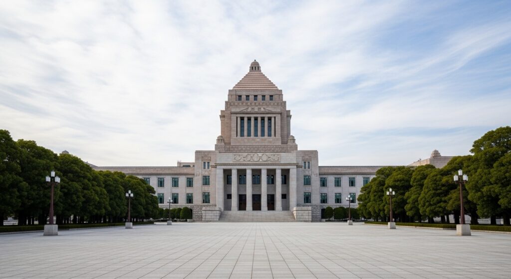 政治会見と政策説明の様子