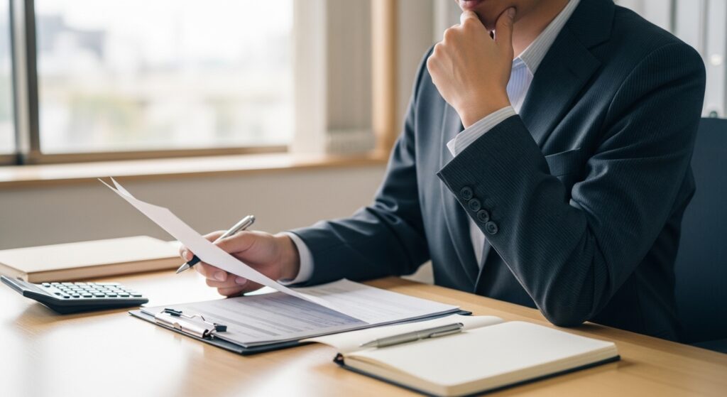 減税議論を解説する日本人男性と財源問題