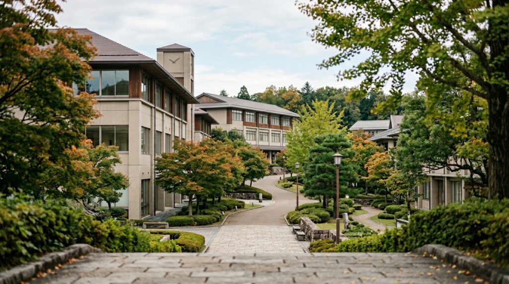 私立大学250校削減案を巡り、財務省と文科省の方針の違いや大学再編問題を象徴する政治・法律イメージ