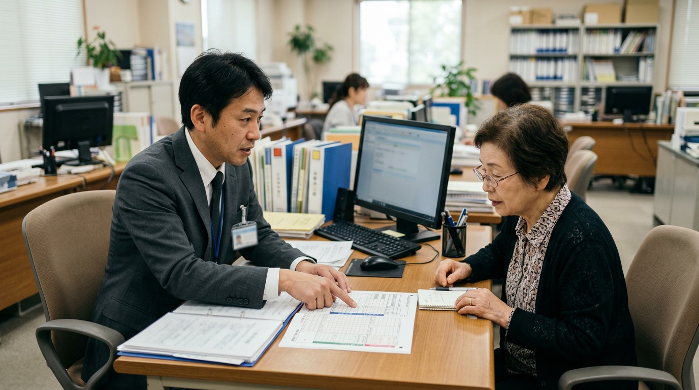 地方税法を確認する日本人女性