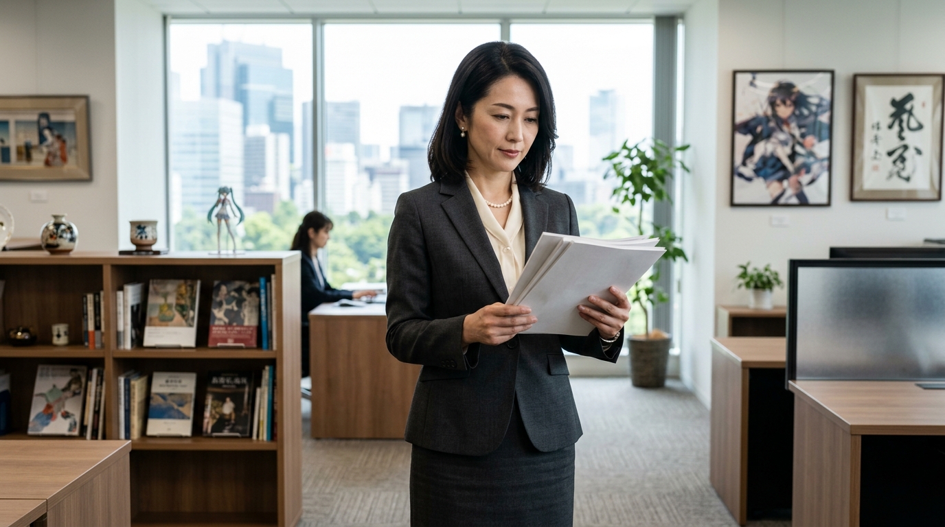 クールジャパン機構の事業評価や成功例・失敗例を分析する女性のイメージ