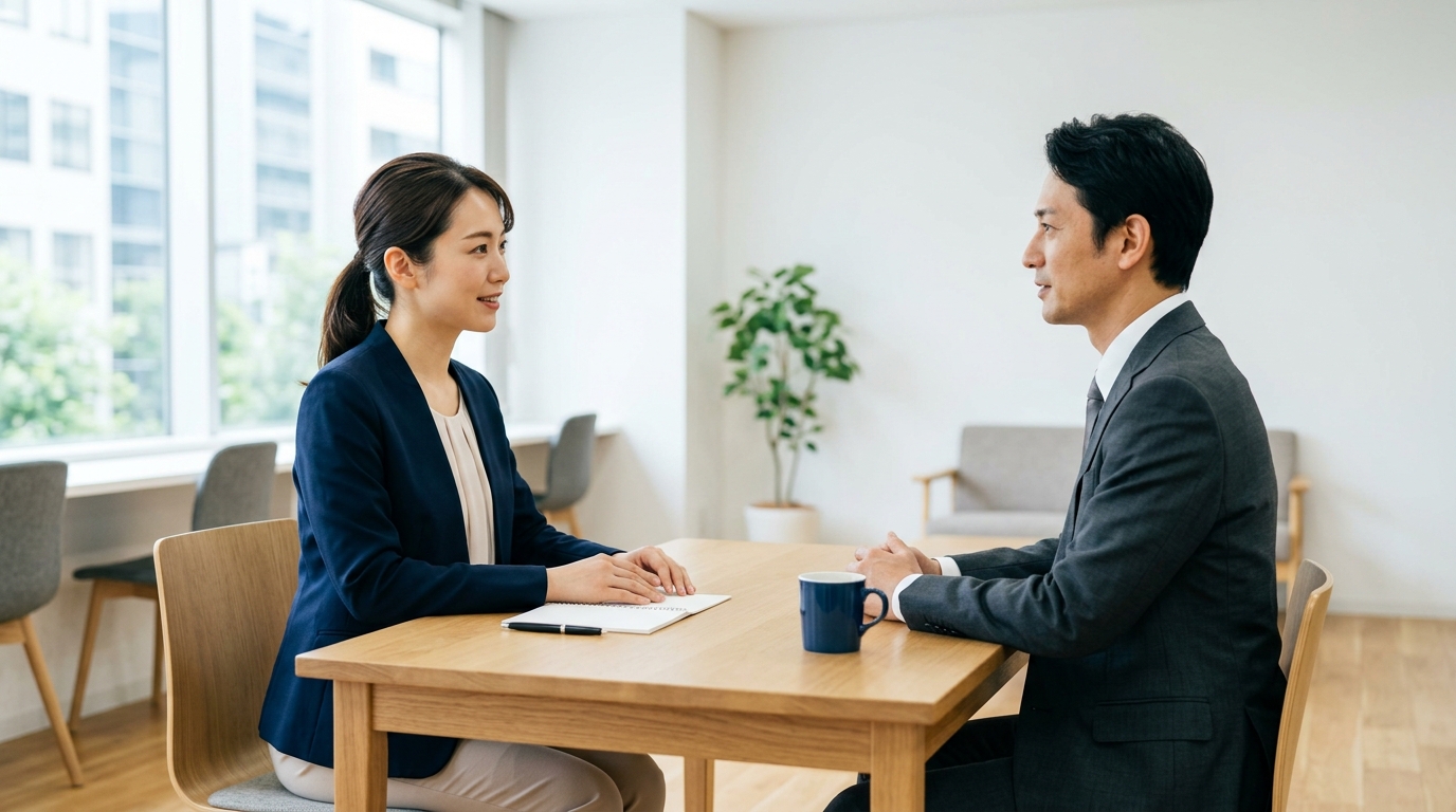行政サービスとは例えば何かを学ぶ女性が、暮らしに関わる行政制度や支援内容を確認する様子を表すイメージ画像