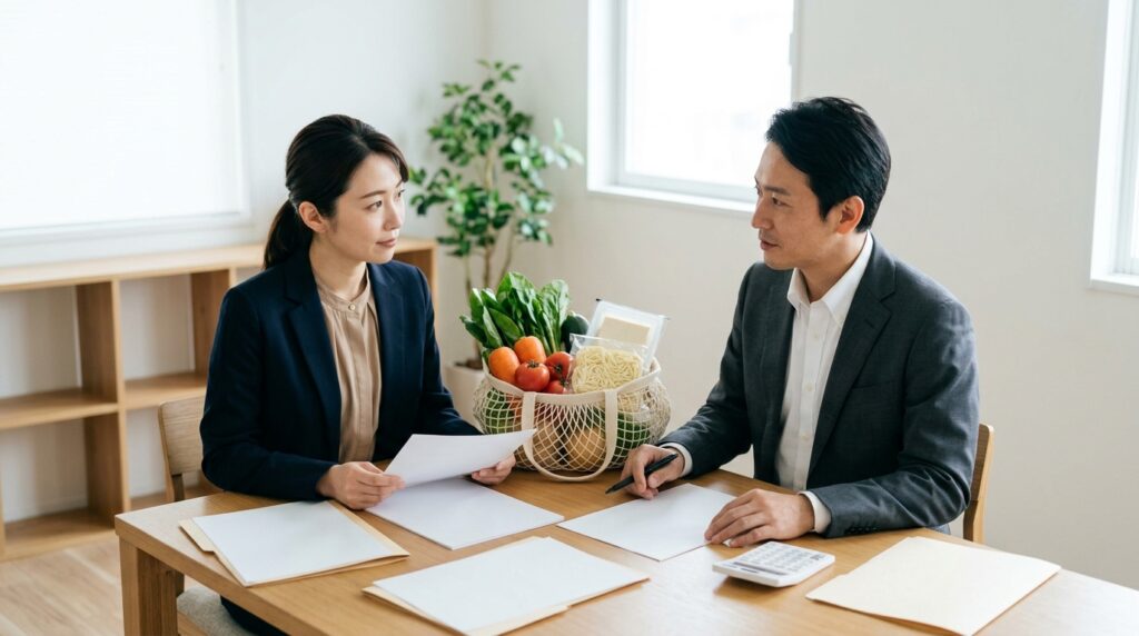 消費税1%で食料品はいつから対象となるのかや制度変更の内容をイメージした政治・法律に関するイメージ画像