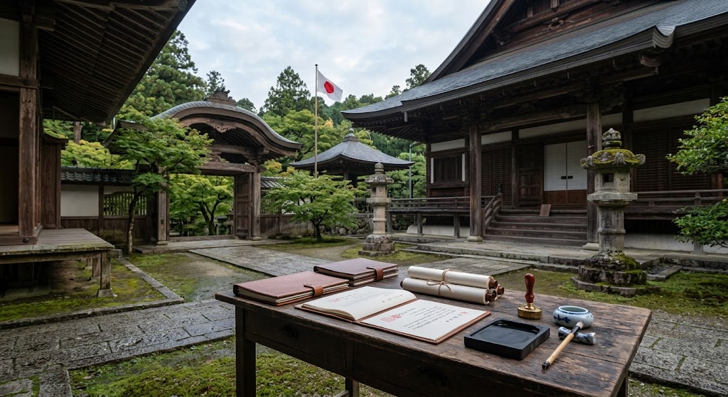 中国人の寺購入に文化庁が動く問題を象徴する歴史ある寺院と静かな境内、文化財保護の課題を表現したイメージ画像